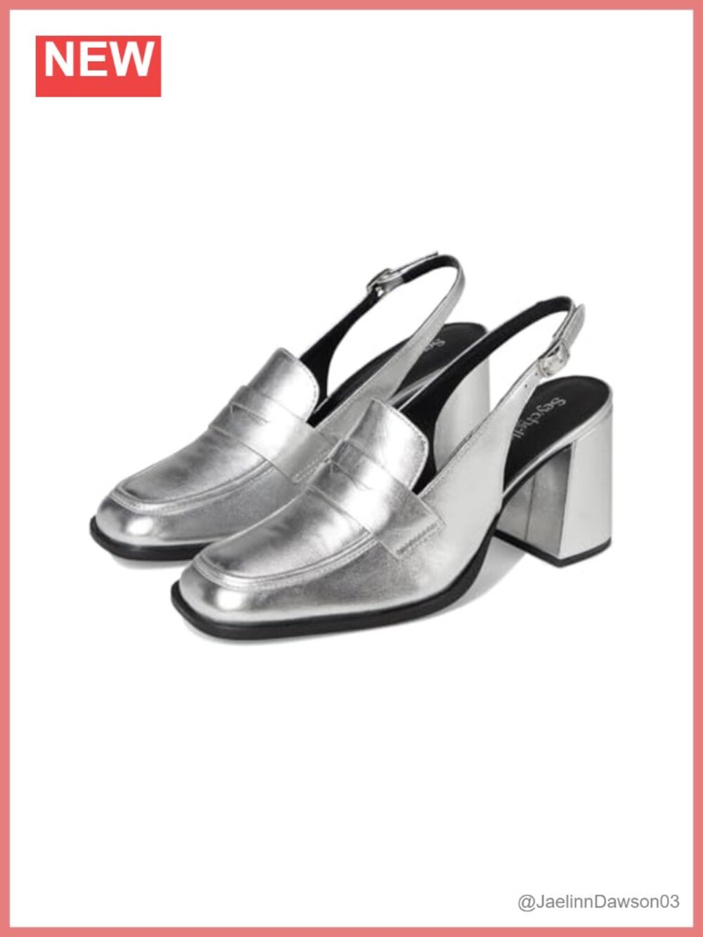 Leather Slingback Loafer Block Heel Square Toe Cushioned
